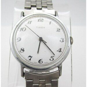 Vtg Men Timex Viscount Hand Wind Analog 34mm Dial Round Watch (G844)